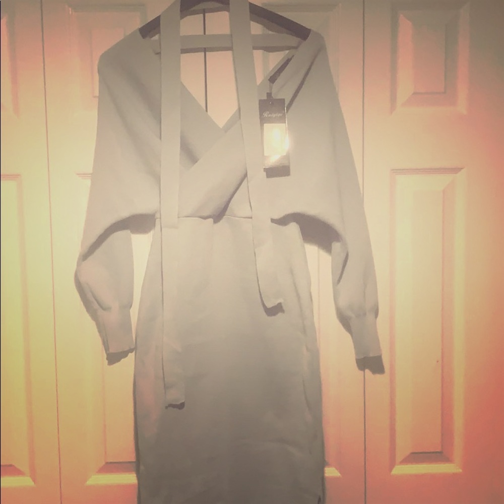 Grey midi sweater dress